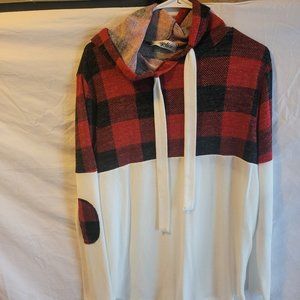 Haptics Hoodie Cream,Red and Black Checkered
